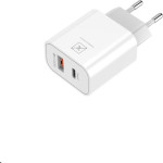 Maxximus Wall Charger Mx Alfa 20W PD+QC, USB-A+C + C/C Cable 20W PD, WHITE