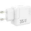 Maxximus Wall Charger Mx Burst Gan Pd 35W, 2xUSB-C + C/Lightning Pd Cable 20W WHITE