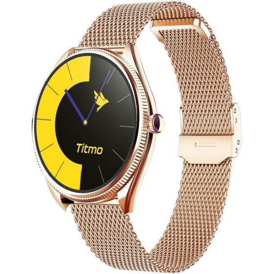 Titmo Smartwatch O-170 (AMOLED, Bluetooth call, Stainless Steal Gold Mesh strap) gold