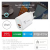 T-Phox Wall Charger Glory 45W USB/USB-C WHITE