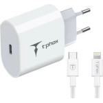 T-Phox Wall Charger Ispeed 20W USB-C/Lightning Cable WHITE