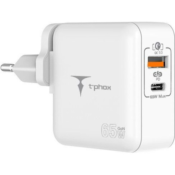 T-Phox Wall Charger Mega T-PP09 Gan Pd 65W USB/USB-C WHITE