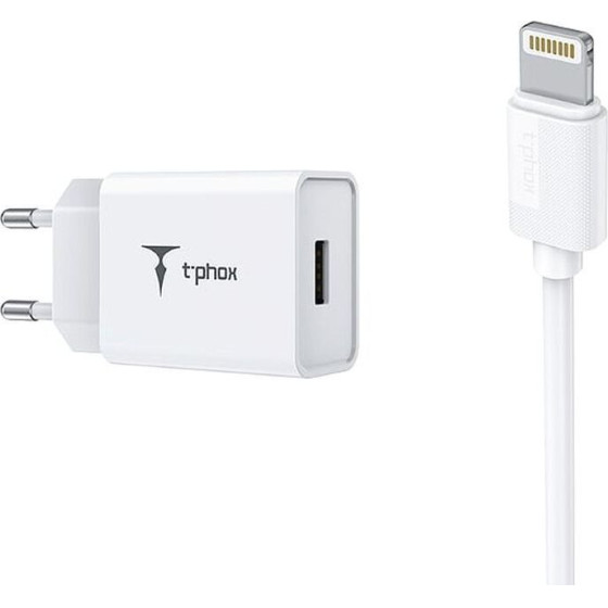 T-Phox Wall Charger MINI-Eu Lightning White 1.2M 2.4A