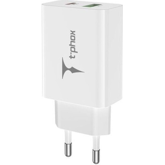 T-Phox Wall Charger Speedy USB-C 20W + Usb 18W Qc 3.0 WHITE