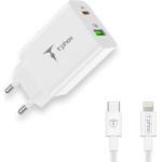 T-Phox Wall Charger Speedy USB-C 20W/Usb 18W Pd Qc + Cable Lightning 1M WHITE