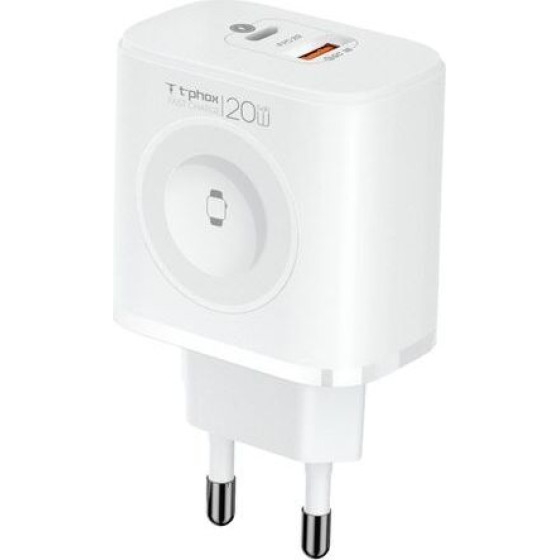 T-Phox Wall Charger T-PP20 Gan Iwatch 3IN1 WHITE