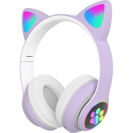 Telcon BLUETOOTH/Led Headphones Cat Ears For Children PURPLE