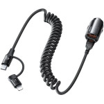 Remax Car Charger Ruichy Series 45 RCC356 + LIGHTNING/USB-C Cable BLACK
