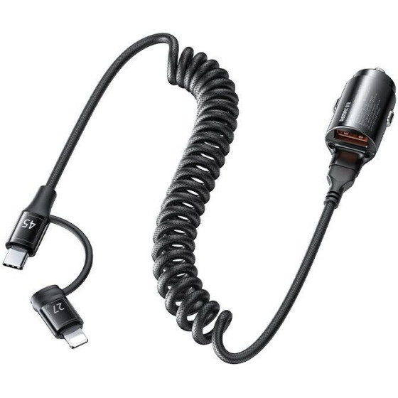 Remax Car Charger Ruichy Series 45 RCC356 + LIGHTNING/USB-C Cable BLACK