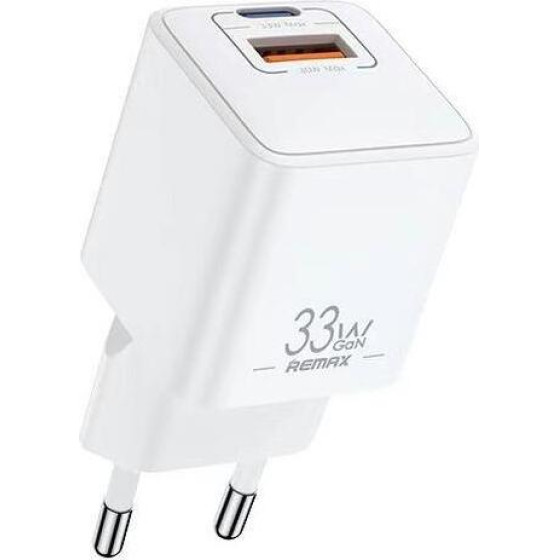 Remax Wall Charger Batt Series Pd Qc 33W RP-U26 1xUsb + 1xUSB-C WHITE