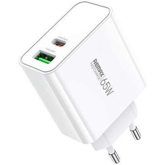 Remax Wall Charger Kiddy Series 65w RP-U125 USB/USB-C WHITE