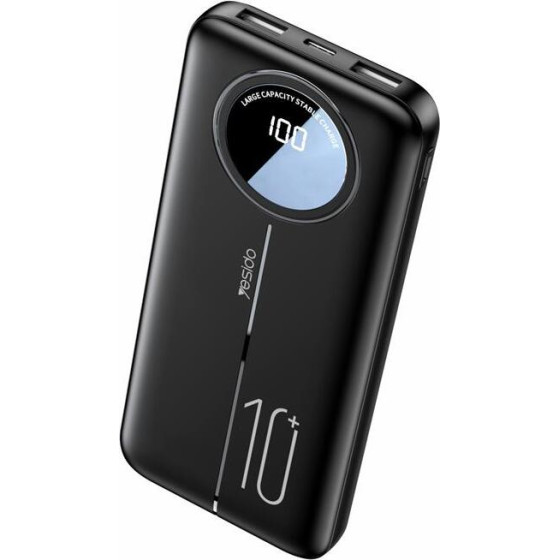 Yesido Powerbank YP40 10 000 Mah LED, 2xUSB-A + USB-C, BLACK