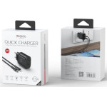 Yesido Wall Charger YC54 Pd 20W Qc 2xUSB-C + TYPE-C/Lightning Cable 27W 1M BLACK