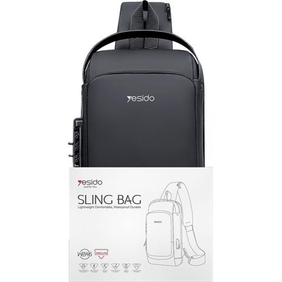 Yesido WB46 Waterproof Shoulder Bag 7 Inches BLACK