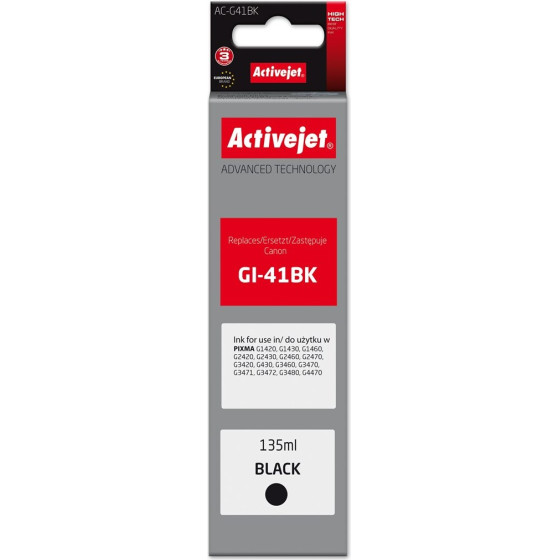 Activejet Ink Bottle For Canon printers, Replacement For Canon GI-41BK 4528C001; Supreme; 135 ml; Black - (AC-G41Bk)