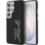 Karl Lagerfeld Case Grained Signature Metal Resin Logo For Samsung Galaxy S26 Ultra Black - (KLHCS26LPGFKSRSK)