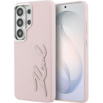 Karl Lagerfeld Case Grained Signature Metal Resin Logo For Samsung Galaxy S26 Ultra Pink - (KLHCS26LPGFKSRSP)