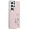Karl Lagerfeld Case Grained Signature Metal Resin Logo For Samsung Galaxy S26 Ultra Pink - (KLHCS26LPGFKSRSP)