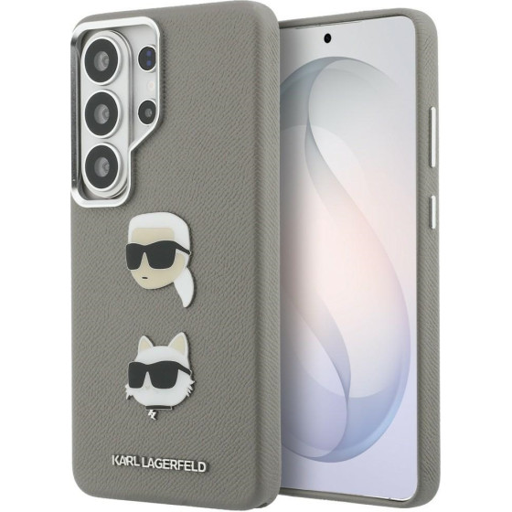 Karl Lagerfeld Case Saffiano Double Heads Metal For Samsung Galaxy S26 Ultra Silver - (KLHCS26LPSFDHPOG)