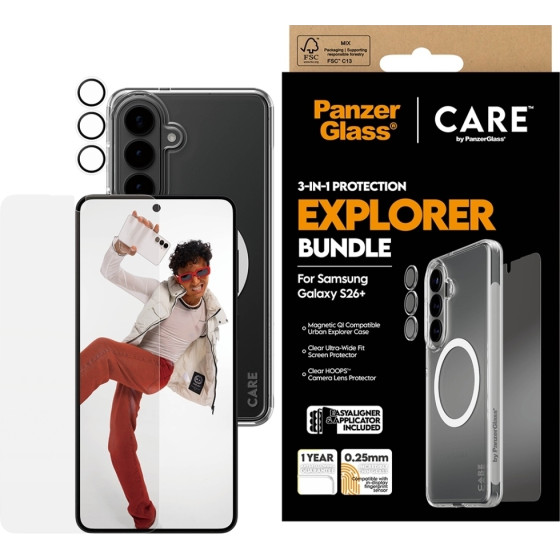 PanzerGlass Care By 3-in-1 Protection Set Case + Glass + Lens For Samsung Galaxy S26+** - (CR34288)