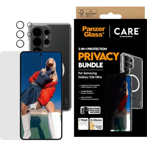 PanzerGlass Care By Privacy 3-in-1 Protection Set Case + Glass + Lens For Samsung Galaxy S26 Ultra - (CR71355)