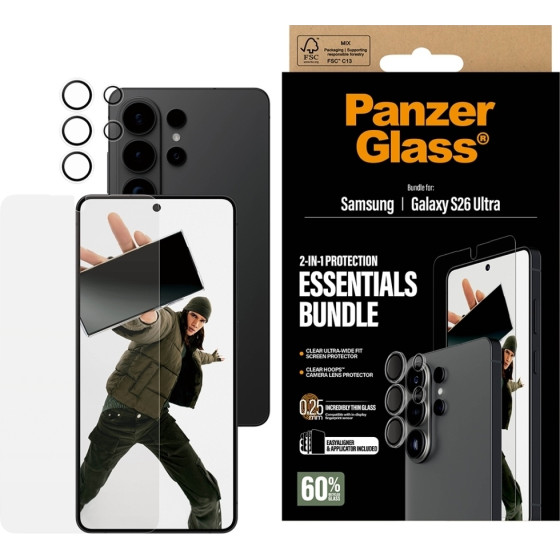 PanzerGlass Protective Set Hoops 2-in-1 Ultra-Wide Fit Glass + Lens For Samsung Galaxy S26 Ultra - (PG62587)