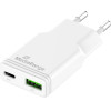 MediaRange 30W Gan Fast Charging Adapter (EU-Plug), 1x USB-C And 1x USB-A, USB-C(R) Power Delivery And Quick Charge enabled, White - (MRMA125)