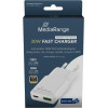 MediaRange 30W Gan Fast Charging Adapter (EU-Plug), 1x USB-C And 1x USB-A, USB-C(R) Power Delivery And Quick Charge enabled, White - (MRMA125)