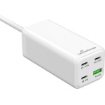 MediaRange 100W Gan Fast Charging Station, 1.5m Cable (EU-Plug), 3x USB-C And 1x USB-A, USB-C(R) Power Delivery And Quick Charge enabled, White - (MRMA124)