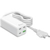 MediaRange 100W Gan Fast Charging Station, 1.5m Cable (EU-Plug), 3x USB-C And 1x USB-A, USB-C(R) Power Delivery And Quick Charge enabled, White - (MRMA124)