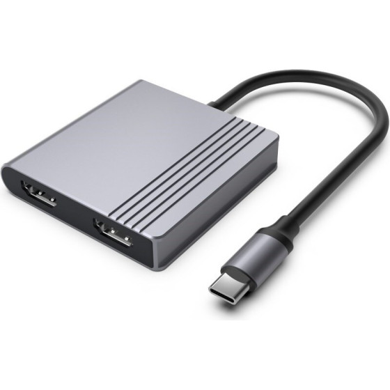 Gembird Usb Type-C 3-in-1 multi-Port Adapter (2x Usb Port + 2x Hdmi + PD), Space Grey - (A-CM-COMBO3-04)
