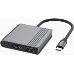 Gembird Usb Type-C 3-in-1 multi-Port Adapter (Usb Port + Hdmi + USB-C video), Space Grey - (A-CM-COMBO3-05)