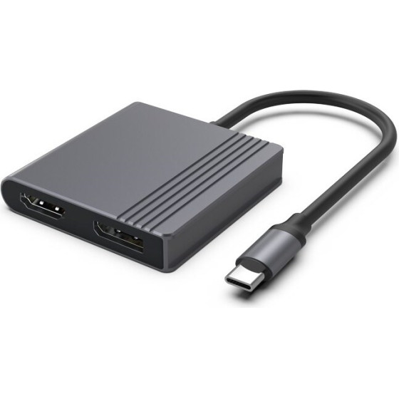 Gembird USB-C To Hdmi + Dp adapter, 4K 60Hz, Black - (A-CM-HDMIFDPF-01)