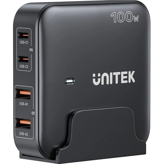UNITEK Gan Network Charger - | 100W 2x USB-C 2x USB-A - (P1229ABK01-EU)