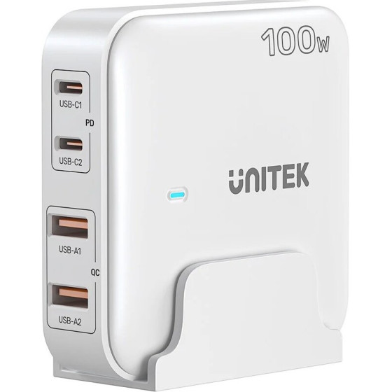 UNITEK Gan Network Charger - | 100W 2x USB-C 2x USB-A - (P1229AWH01-EU)