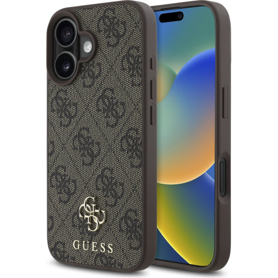 Guess Pu 4G Small Metal Logo Magsafe Case For Iphone 16 Plus Brown - (GUHMP16MP4SM4MW)