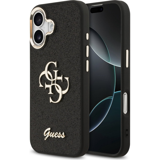 Guess Pu Fixed Glitter 4G Metal Frame Case For Iphone 17 Black - (GUHCP17SHG4SGCK)