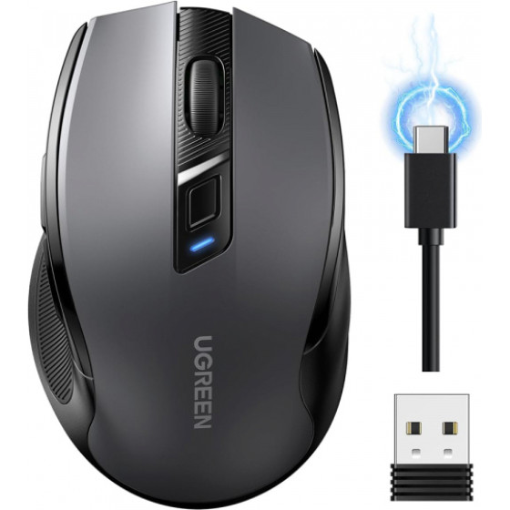 UGREEN Wireless Mouse MU006S (85082), 4000DPI, BT / Wi-Fi, Grey