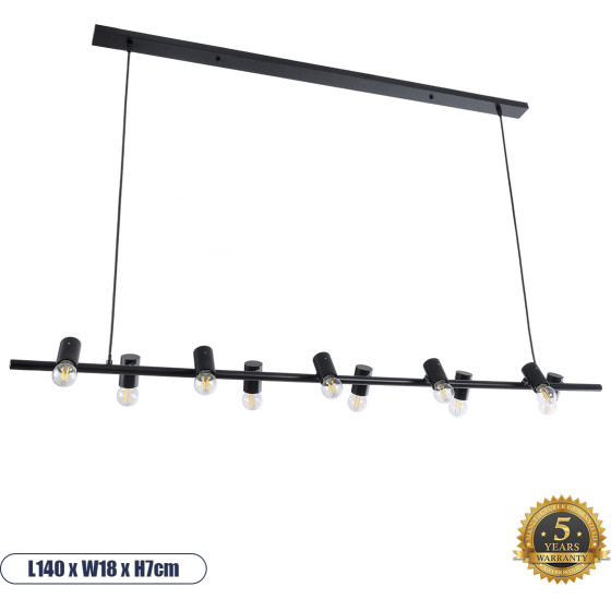 GloboStar Alfreda �������� �������� ��������� ������ �� ����� 10 x E27 Ac 220-240V IP20 - ����� - �140 x �18 x �7cm - (01242)