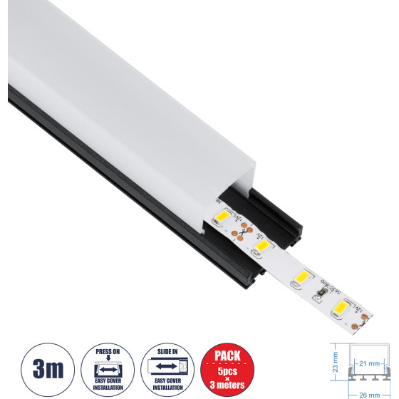 GloboStar ALP-Linear Gloa ����������� & �������� ������ ���������� �� ����� ��������� ������ ������� ��� ������� Led IP20 - ����� & ����� - �300 x �2.6 x �2.3cm - ������ 5 �������� - (70849-3M)