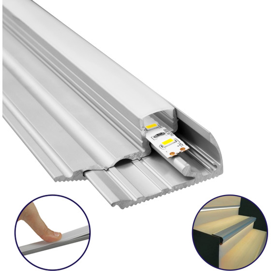 GloboStar ALP-STEP-Grip Stair ����������� ������ ���������� ������ ��� ������� ����������� �� ����� ��������� ������ ������� ��� ������� Led IP20 - ����� & ����� - �300 x �6 x �2.1cm - (70823-3M)