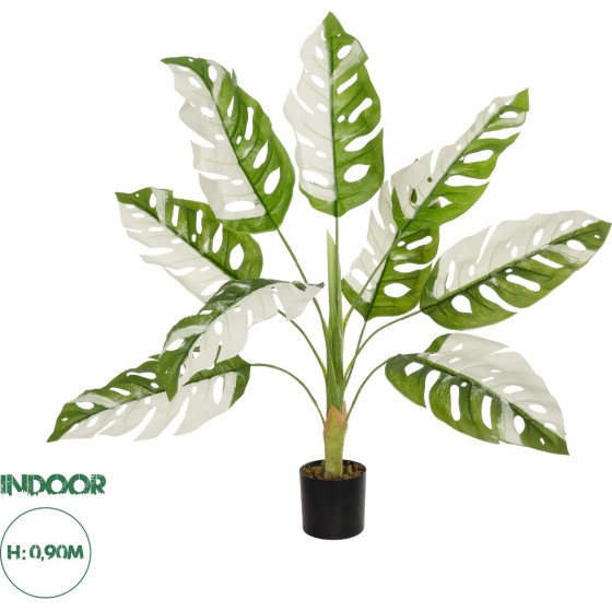 GloboStar Artificial Garden Albino Monstera ������� ������������ ���� ������� & ����� �������� �90 x �90 x �90cm - (20938)