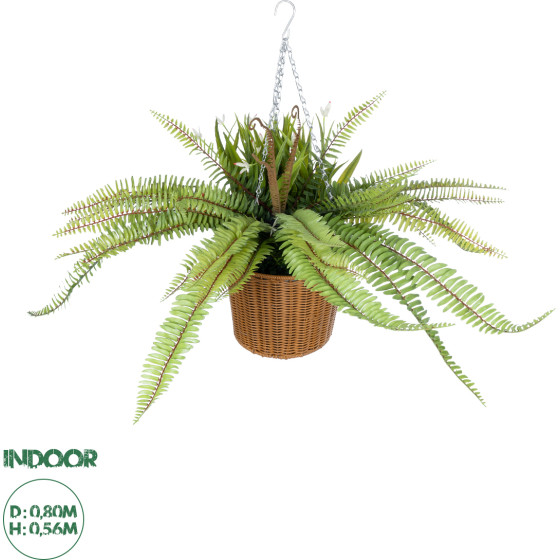GloboStar Artificial Garden Fern Hanging Bouquet Plant ������� �������� ������������ ���� ������ Y56cm - (20629)