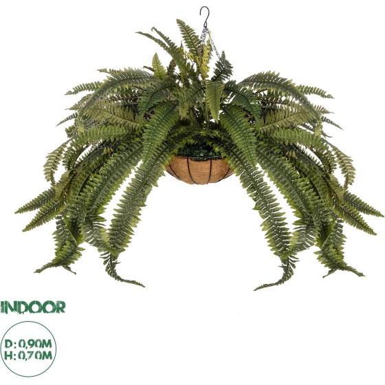 GloboStar Artificial Garden Fern Hanging Plant ������� �������� ������������ ���� ������ �90 x �90 x Y70cm - (20622)