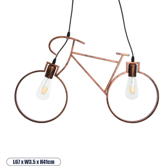 GloboStar Bike Vintage �������� ��������� ������ �� ����� 2 x E27 Ac 220-240V IP20 - ������� - �67 x �3.5 x �41cm - (00868)
