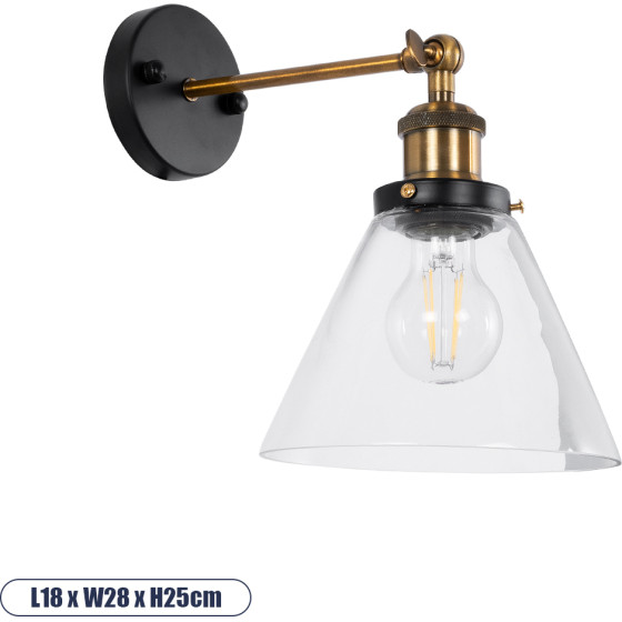 GloboStar Bingley Vintage ��������� ������ - ������ �� ����� 1 x E27 Ac 220-240V IP20 - ������� & ����� - �18 x �28 x �25cm - (01074)
