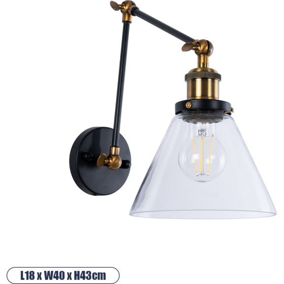 GloboStar Bingley Vintage ��������� ������ - ������ �� ����� 1 x E27 Ac 220-240V IP20 - ������� & ����� - �18 x �40 x �43cm - (01068)