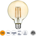 GloboStar Bubble ����� E27 G95 Led 12W 1080lm 360� Ac 220-240V IP20 Ultra ����� ����� 2200K Dimmable - Long Filament Chip - ���� - �9.5 x �9.5 x �13.7cm - 3 ������ ������� - (99041)