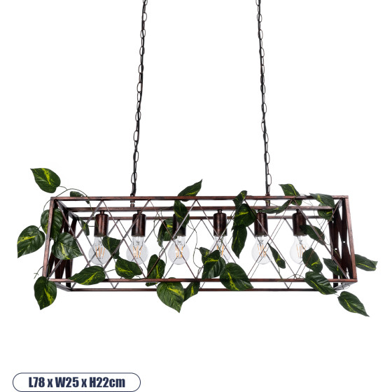 GloboStar Clarity Vintage �������� ��������� ������ �� ����� 6 x E27 Ac 220-240V IP20 - ������� ��� �������� & ������� - �78 x �25 x �22cm - (00963)