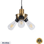 GloboStar Copper Vintage �������� ��������� ������ �� ����� 3 x E27 Ac 220-240V IP20 - ����� & ����� - �14 x �14 x �13cm - (01076)